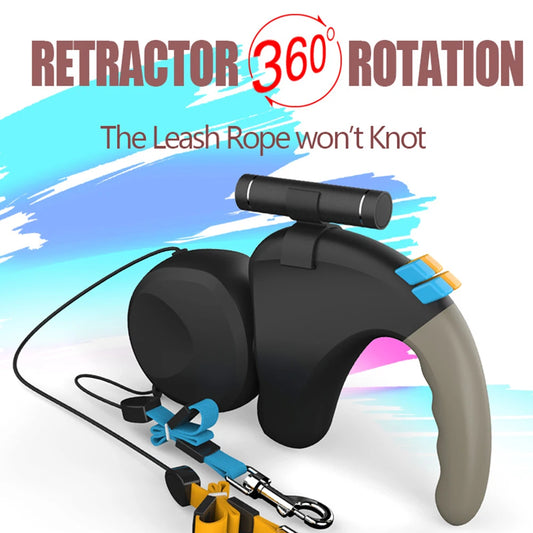 2-in-1 Dog Leash with Light & 360° Rotation