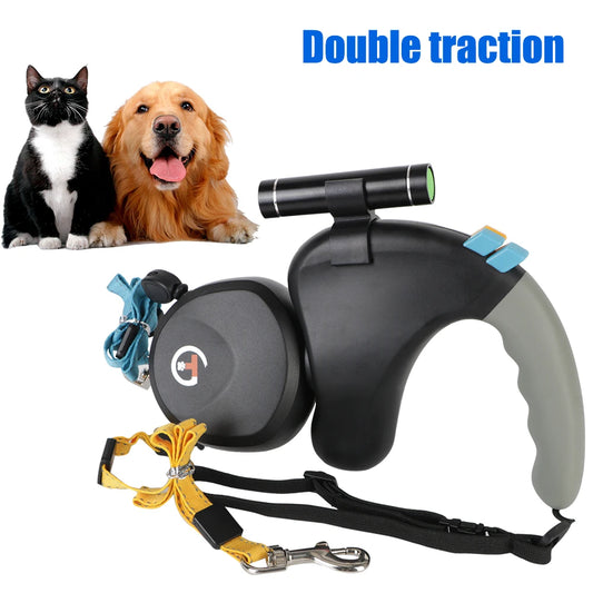 2-in-1 Dog Leash with Light & 360° Rotation
